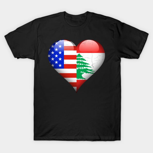 Half American Half Lebanese - Gift for Lebanese From Lebanon T-Shirt by Country Flags